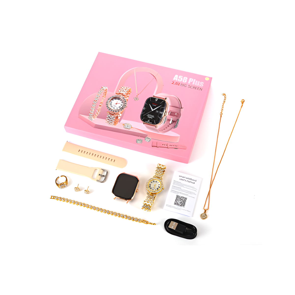 A58 Plus Ladies Smartwatch – Combo Set 8in1